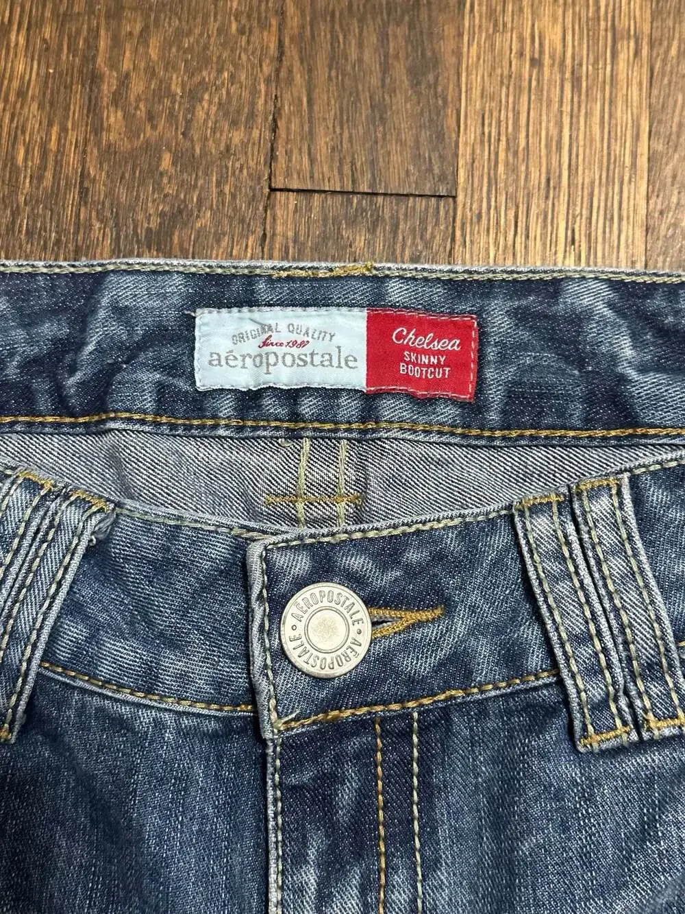 Y2K 90’s Aeropostale Chelsea Skinny Bootcut Distressed Denim Jeans Low Rise 9/10